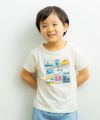 ベビー服 男の子 綿100％乗り物プリントTシャツ アイボリー(12) モデル画像アップ