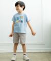 ベビー服 男の子 綿100％乗り物プリントTシャツ ブルー(61) モデル画像全身