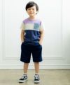 子供服 男の子 綿100％飛行機プリントTシャツ パープル(91) モデル画像全身