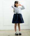 子供服 女の子 ボーダー柄ドッキングワンピース ネイビー(06) モデル画像2