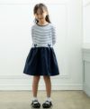 子供服 女の子 ボーダー柄ドッキングワンピース ネイビー(06) モデル画像4