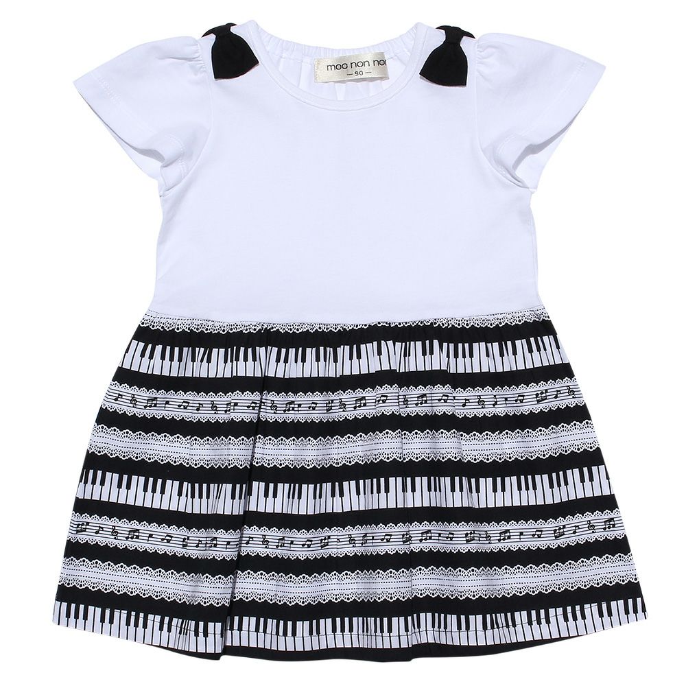 ベビー服 女の子 ベビーサイズ綿100％ピアノプリントワンピース ブラック(00) 正面