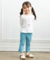 ベビー服 女の子 リボン付きミニ裏毛9分丈パンツ ブルー(61) モデル画像全身