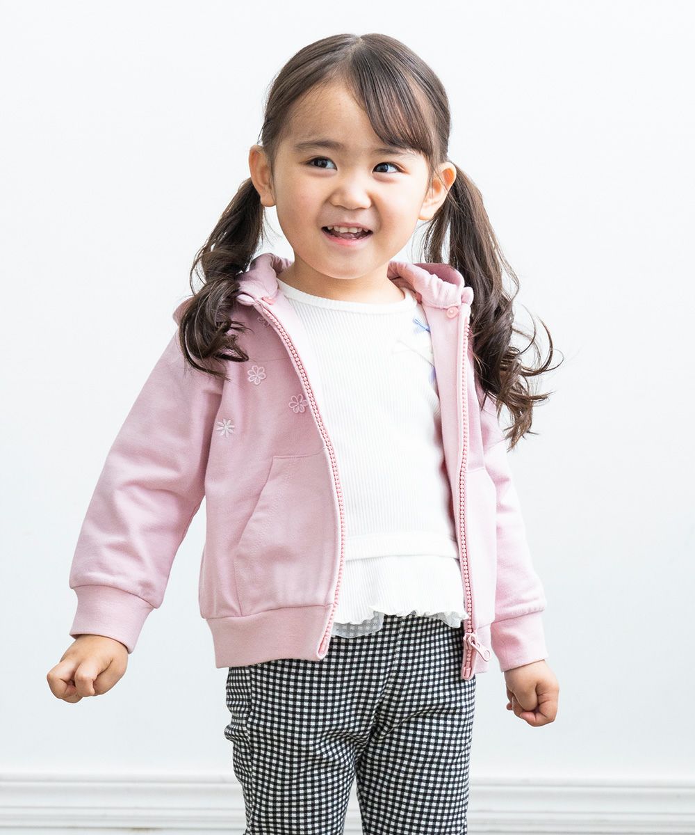 ベビー服 女の子 リボン付きチュールフリルつきTシャツ オフホワイト(11) モデル画像3