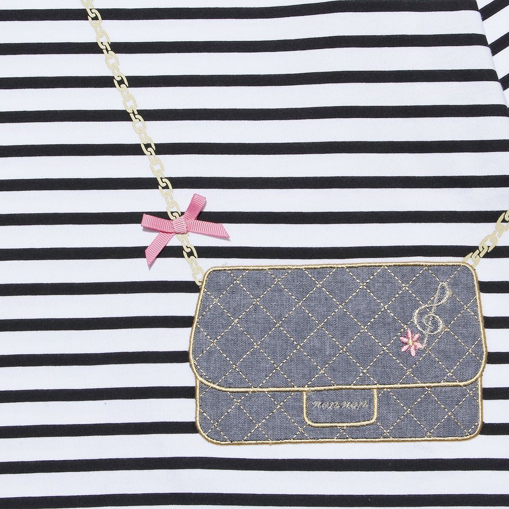 ベビー服 女の子 ベビーサイズ綿100％ボーダー柄Tシャツ オフホワイト(11) デザインポイント1