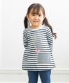 ベビー服 女の子 ベビーサイズ綿100％ボーダー柄Tシャツ ブルー(61) モデル画像1