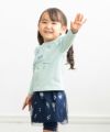 ベビー服 女の子 ベビーサイズ綿100％音符モチーフラメプリントTシャツ グリーン(08) モデル画像全身