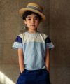 子供服 男の子 綿100％ロゴ刺繍＆プリントTシャツ ブルー(61) モデル画像アップ