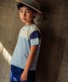 子供服 男の子 綿100％ロゴ刺繍＆プリントTシャツ ブルー(61) モデル画像2
