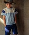 子供服 男の子 綿100％ロゴ刺繍＆プリントTシャツ ブルー(61) モデル画像3
