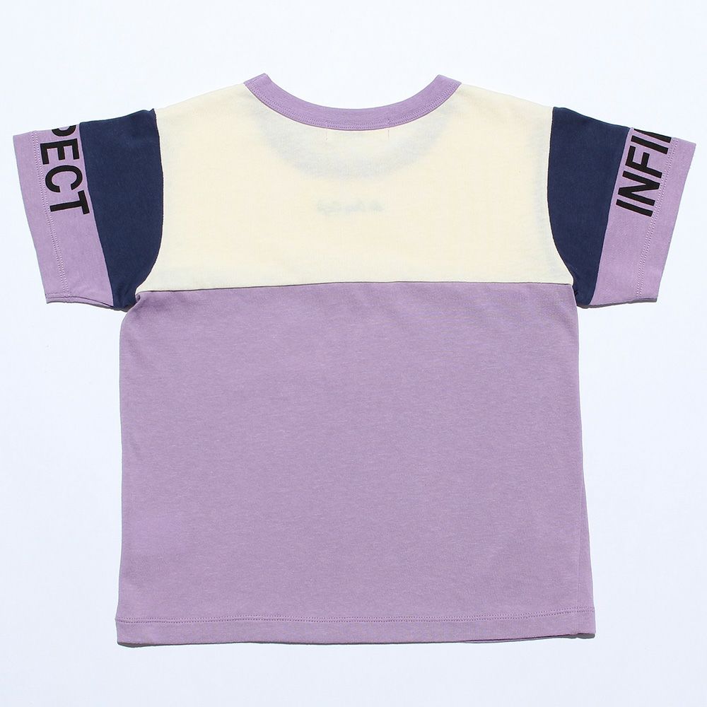 子供服 男の子 綿100％ロゴ刺繍＆プリントTシャツ パープル(91) 背面