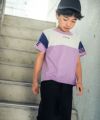 子供服 男の子 綿100％ロゴ刺繍＆プリントTシャツ パープル(91) モデル画像アップ