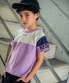 子供服 男の子 綿100％ロゴ刺繍＆プリントTシャツ パープル(91) モデル画像全身
