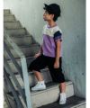 子供服 男の子 綿100％ロゴ刺繍＆プリントTシャツ パープル(91) モデル画像3