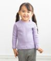 ベビー服 女の子 ベビーサイズ音符刺繍リブ生地無地Tシャツ パープル(91) モデル画像アップ