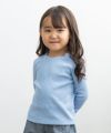 ベビー服 女の子 ベビーサイズ音符刺繍リブ生地無地Tシャツ ブルー(61) モデル画像アップ