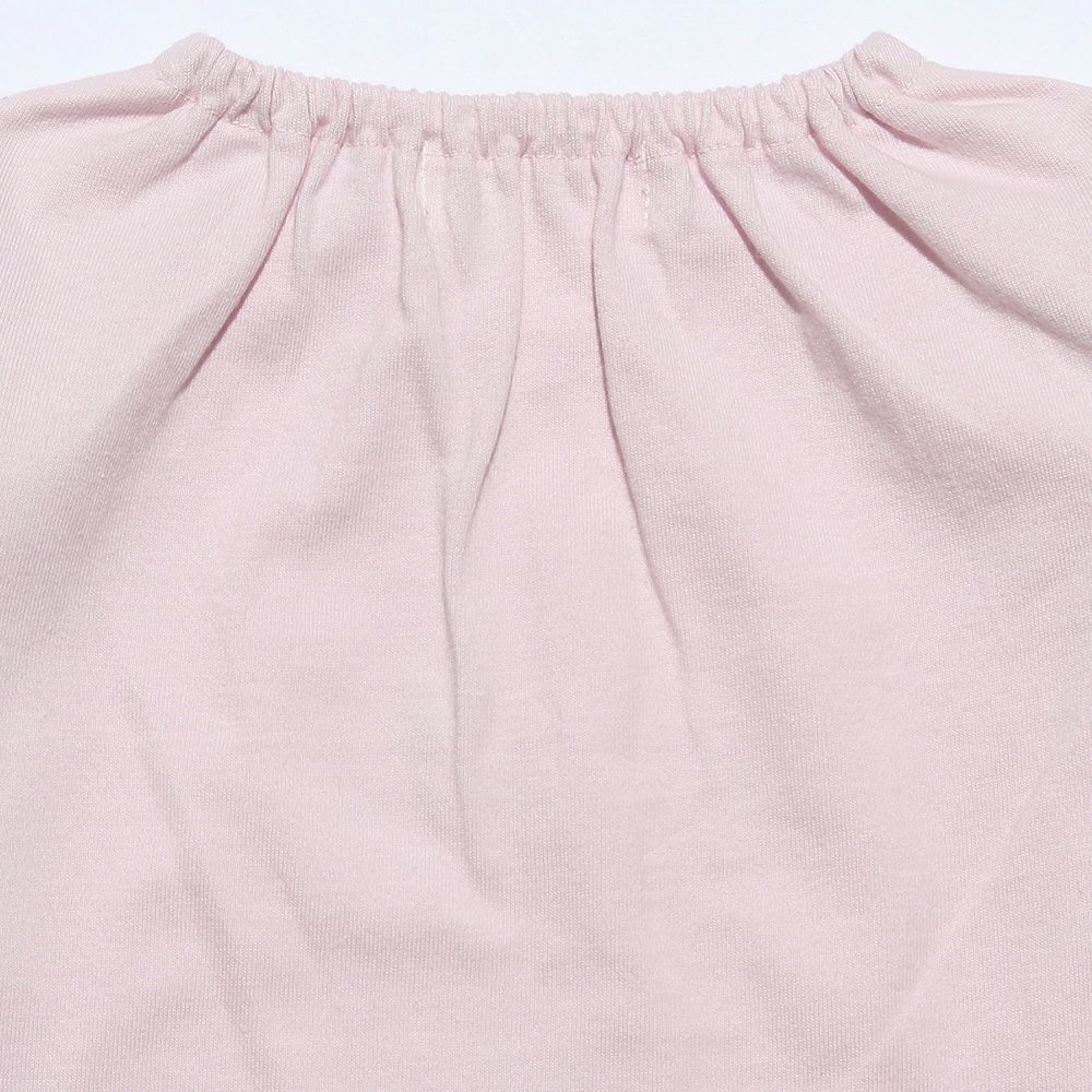 ベビー服 女の子 うさぎ＆ラメレースプリントリボン付きTシャツ ピンク(02) デザインポイント2