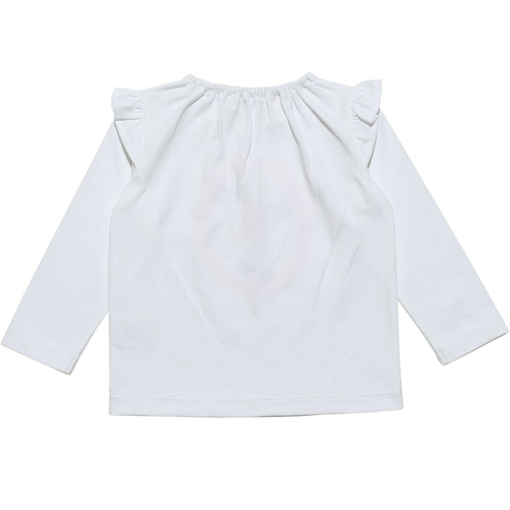 ベビー服 女の子 うさぎ＆ラメレースプリントリボン付きTシャツ オフホワイト(11) 背面