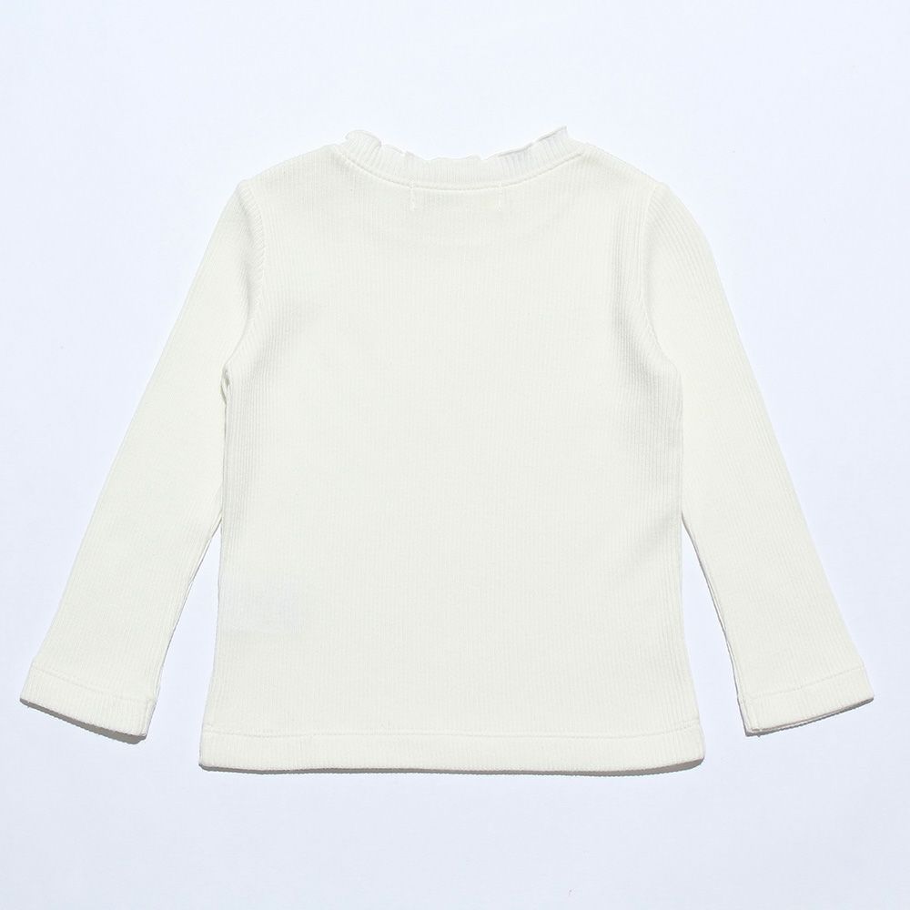 ベビー服 女の子 ベビーサイズ音符刺繍リブTシャツ オフホワイト(11) 背面