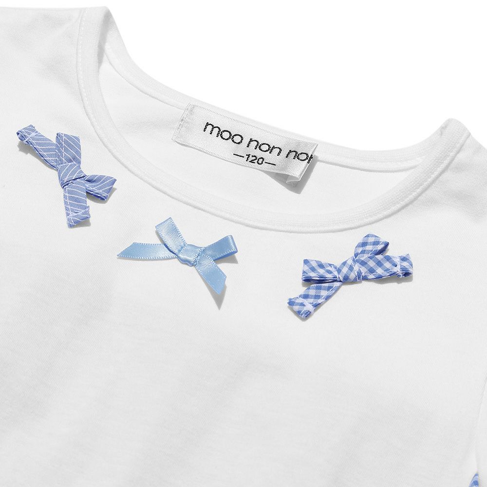 ベビー服 女の子 チェック柄切り替えTシャツ オフホワイト(11) デザインポイント1