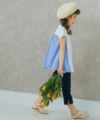 ベビー服 女の子 チェック柄切り替えTシャツ オフホワイト(11) モデル画像2