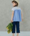 ベビー服 女の子 チェック柄切り替えTシャツ オフホワイト(11) モデル画像4