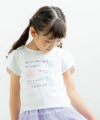 子供服 女の子 綿100％ちょうちょプリントTシャツ