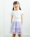 子供服 女の子 綿100％ちょうちょプリントTシャツ オフホワイト(11) モデル画像全身