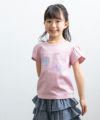 子供服 女の子 綿100％ちょうちょプリントTシャツ ピンク(02) モデル画像アップ