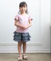 子供服 女の子 綿100％ちょうちょプリントTシャツ ピンク(02) モデル画像全身