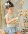 子供服 女の子 お花プリント＆リボン付きTシャツ イエロー(04) モデル画像1