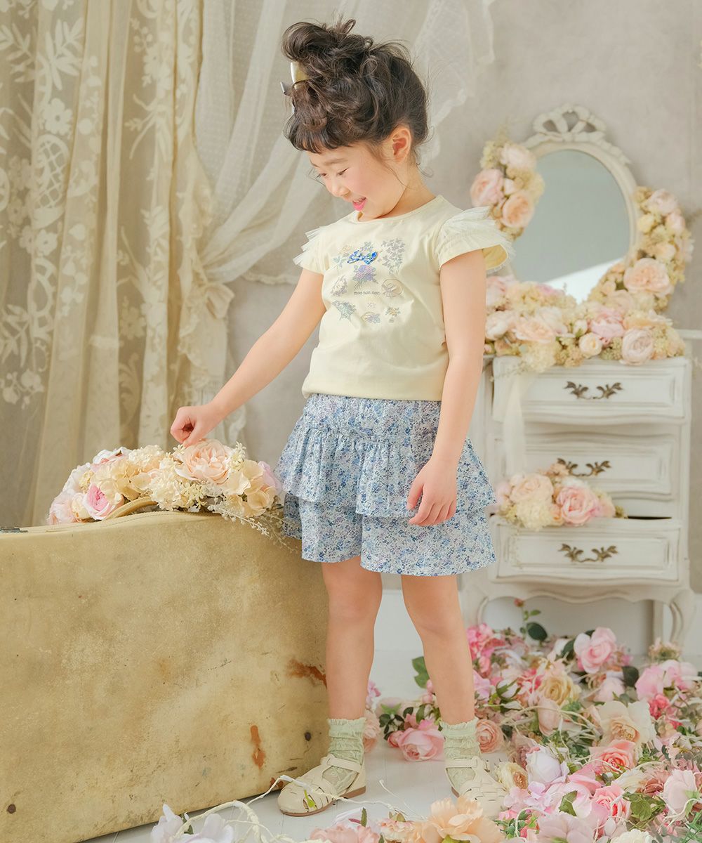 子供服 女の子 お花プリント＆リボン付きTシャツ イエロー(04) モデル画像4
