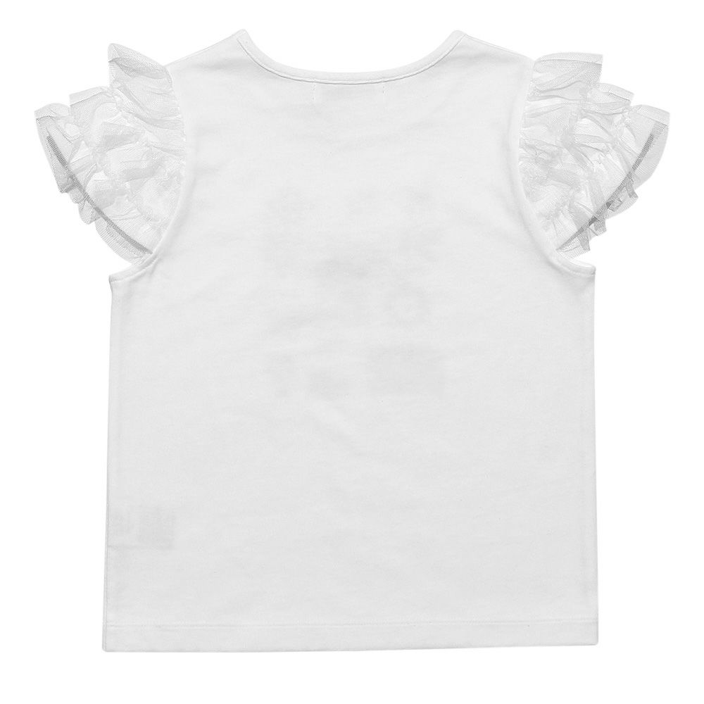 子供服 女の子 お花プリント＆リボン付きTシャツ オフホワイト(11) 背面