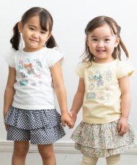 ベビー服 女の子 お花プリント＆リボン付きTシャツ