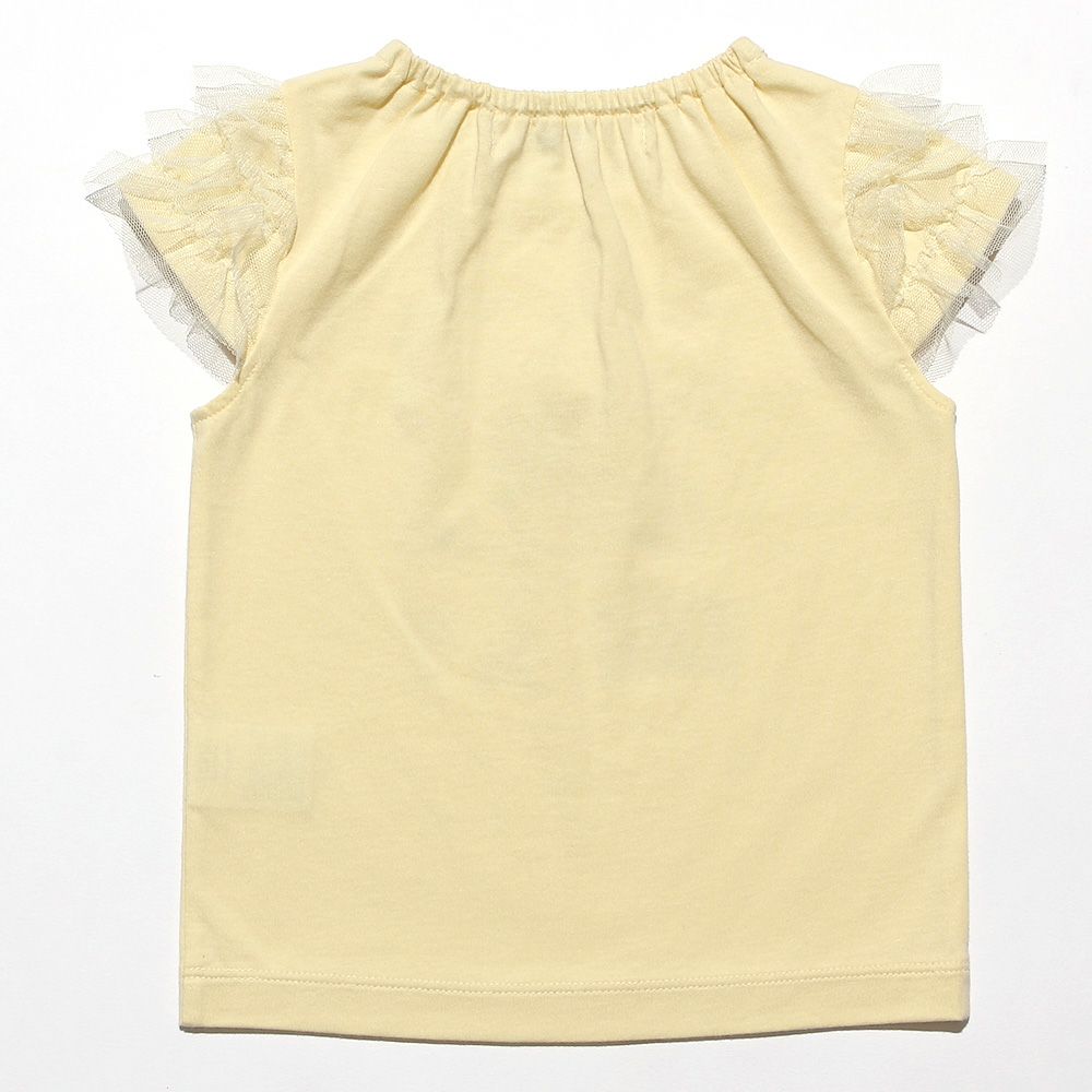ベビー服 女の子 お花プリント＆リボン付きTシャツ イエロー(04) 背面