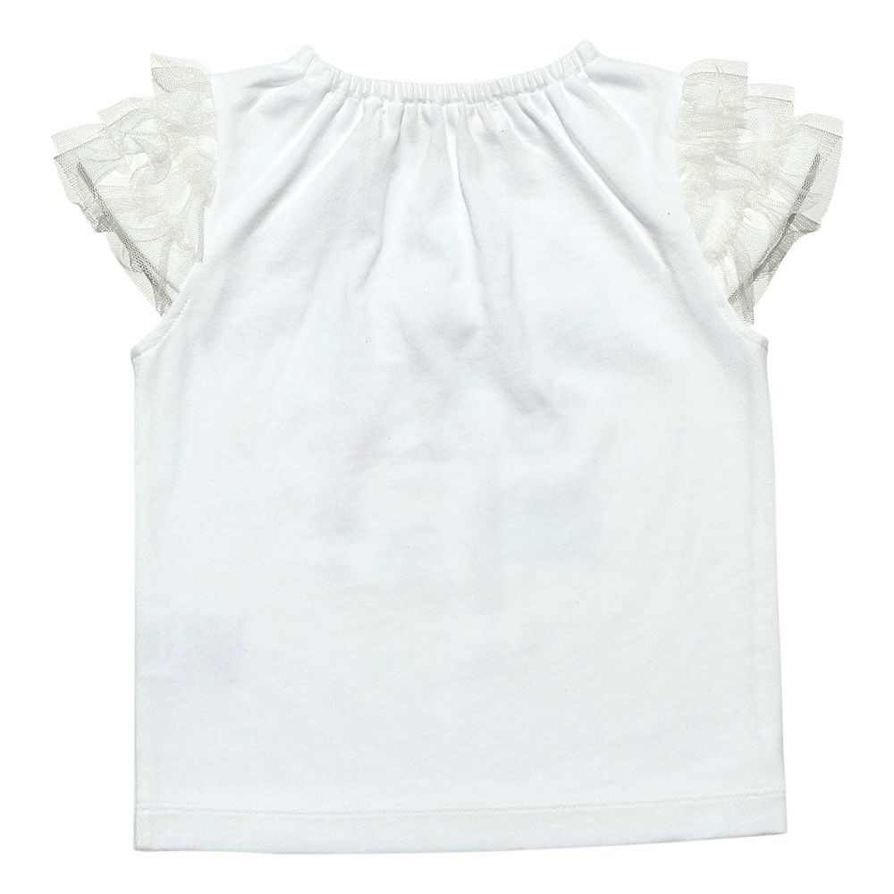 ベビー服 女の子 お花プリント＆リボン付きTシャツ オフホワイト(11) 背面