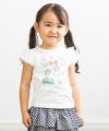 ベビー服 女の子 お花プリント＆リボン付きTシャツ オフホワイト(11) モデル画像アップ