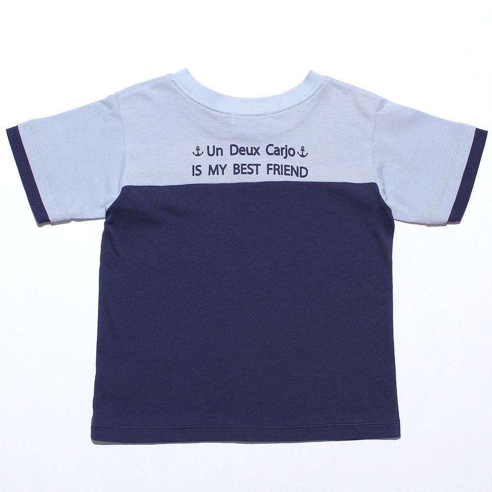 子供服 男の子 綿100％イカリワッペン付きTシャツ ネイビー(06) 背面