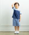 子供服 男の子 綿100％イカリワッペン付きTシャツ ネイビー(06) モデル画像全身