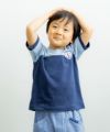 子供服 男の子 綿100％イカリワッペン付きTシャツ ネイビー(06) モデル画像1