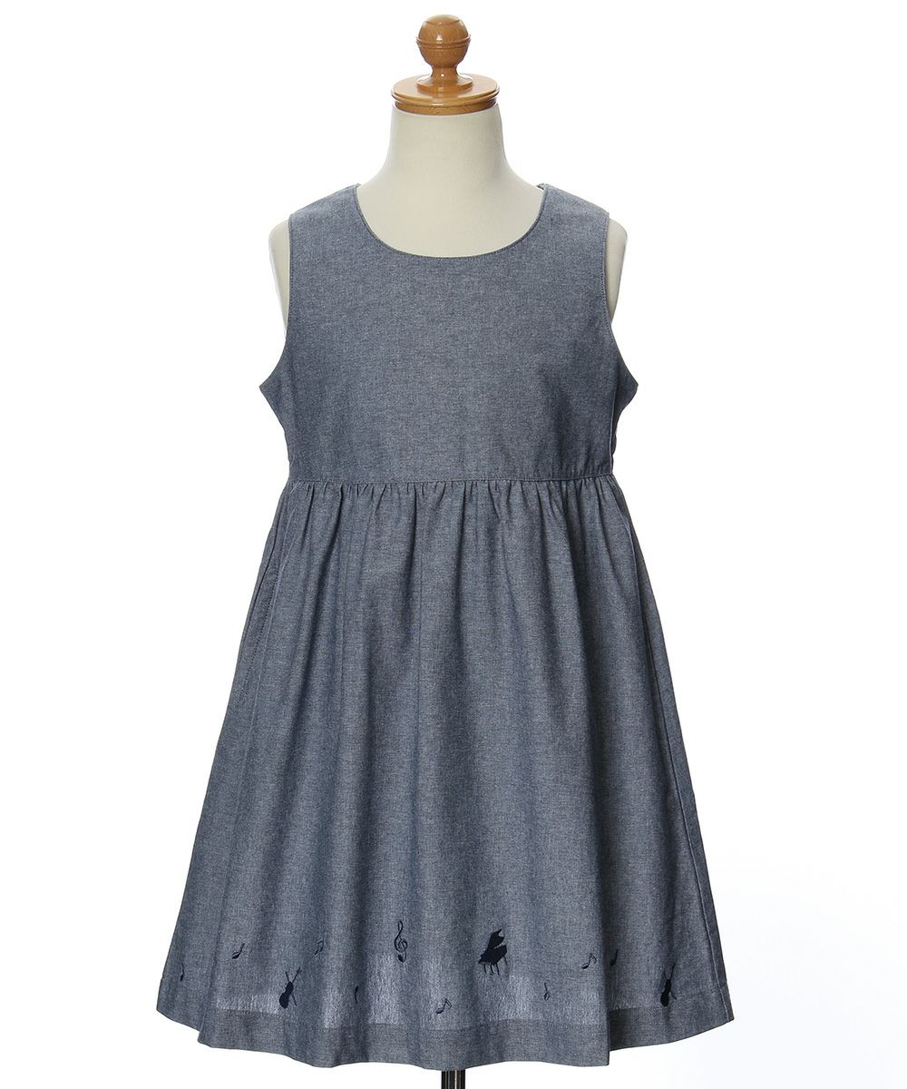 ベビー服 女の子 ダンガリーワンピース ネイビー(06) トルソー正面