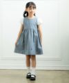 ベビー服 女の子 ダンガリーワンピース ネイビー(06) モデル画像全身