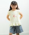 ベビー服 女の子 うさぎ＆音符プリントTシャツ イエロー(04) モデル画像全身