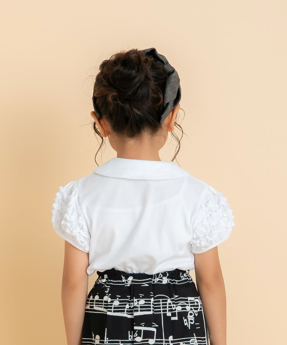 ベビー服 女の子 音符刺繍レースフリルブラウス ホワイト(01) モデル画像3