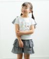 子供服 女の子 ギンガムチェック柄キュロットパンツ ブラック(00) モデル画像アップ