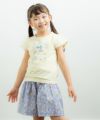 子供服 女の子 綿100％手描き風小花柄キュロットパンツ パープル(91) モデル画像アップ