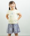 子供服 女の子 綿100％手描き風小花柄キュロットパンツ パープル(91) モデル画像1