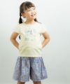 子供服 女の子 綿100％手描き風小花柄キュロットパンツ パープル(91) モデル画像2