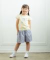 子供服 女の子 綿100％手描き風小花柄キュロットパンツ パープル(91) モデル画像4