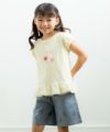 子供服 女の子 音符刺?ダンガリーショートパンツ ネイビー(06) モデル画像アップ